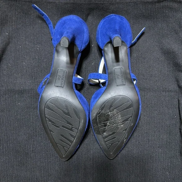 Anne Klein blue suede strappy heel - Picture 3 of 8